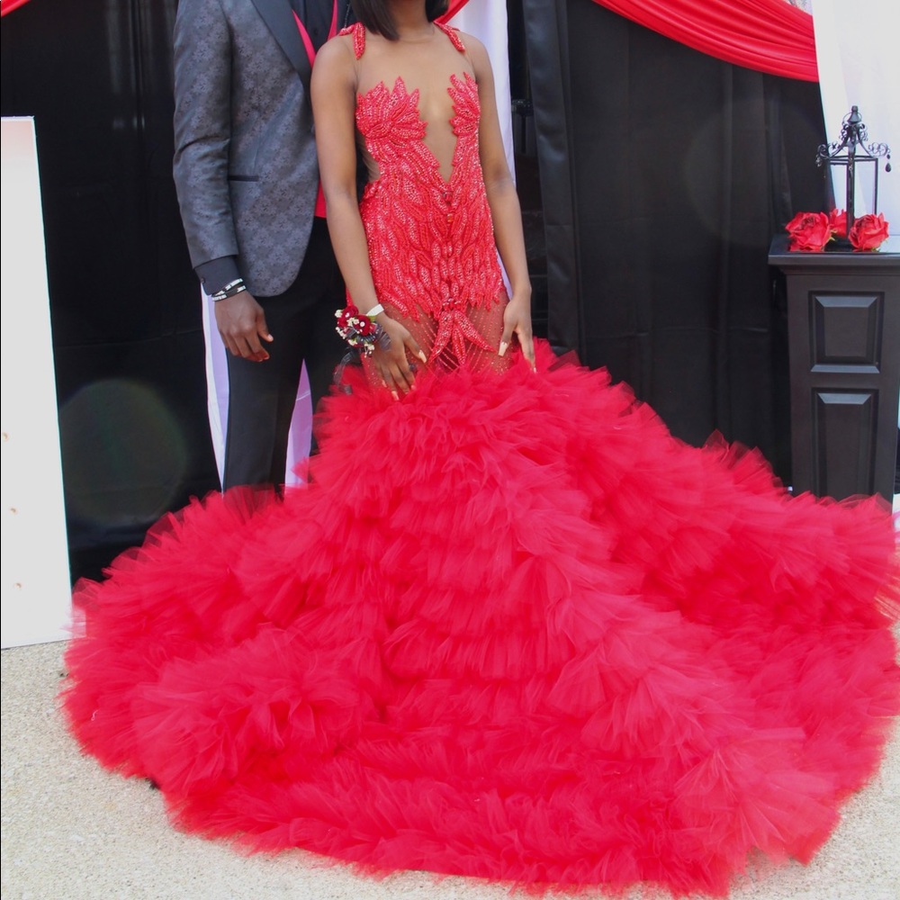 Custom design. Worn for 4hrs for Prom. Like new condition. No stains or rips.